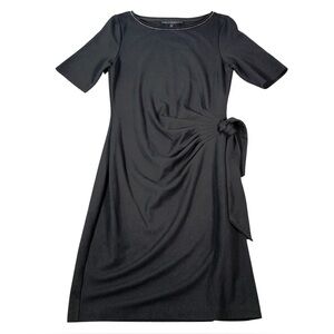 White House Black Market Sheath Wrap Dress Black Short Sleeve Rayon Medium